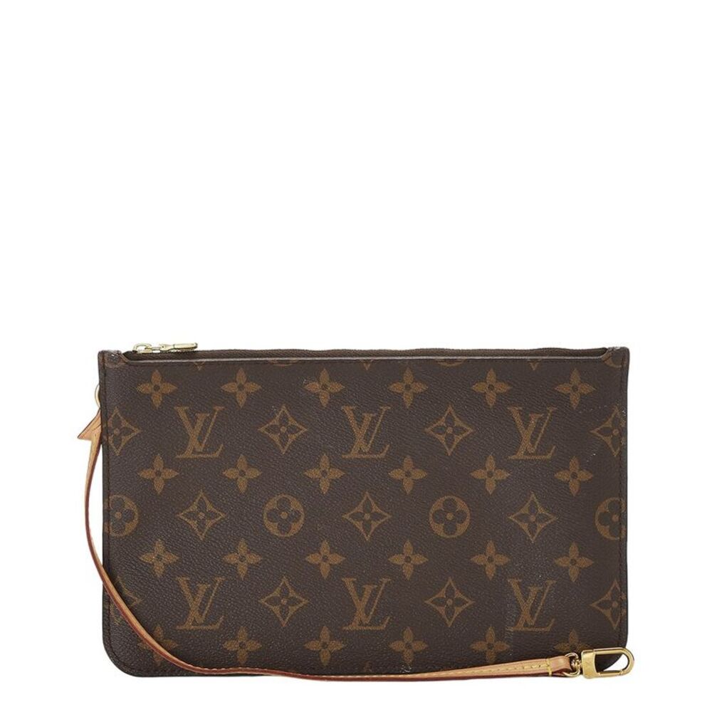 Louis Vuitton Brown Monogram Coated Canvas Neverfull Pouch Gm (Authentic